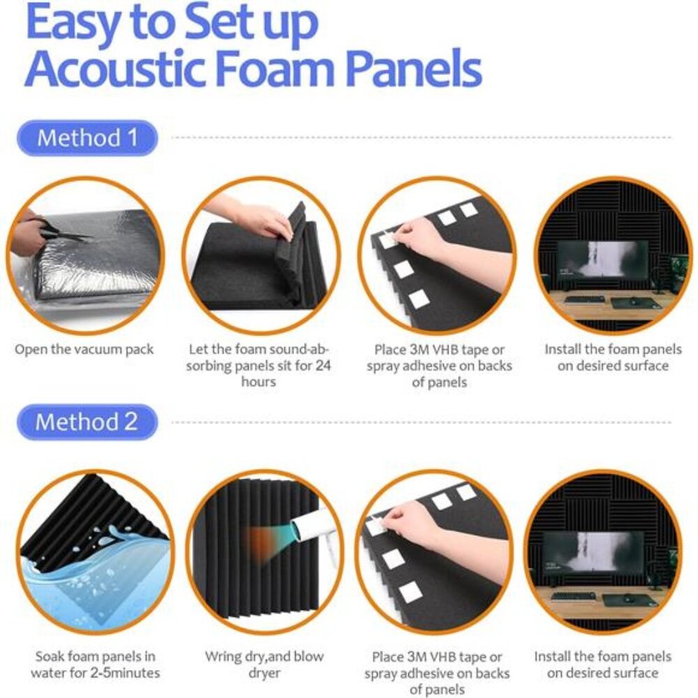 New 80 Pack Acoustic Foam Panels,1"X 12" X 12"Sound Proof Foam Panels,High Densi - Picture 6 of 7